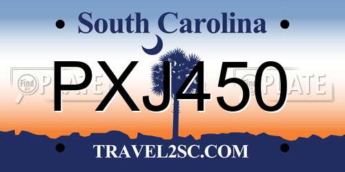PXJ450 South Carolina License Plate