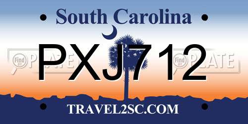 PXJ712 South Carolina License Plate