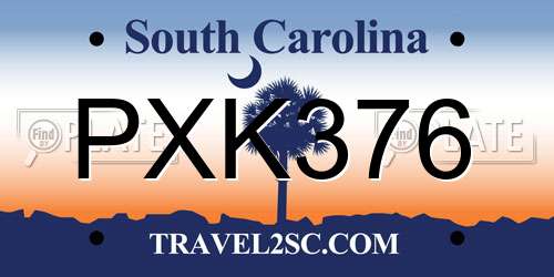 PXK376 South Carolina License Plate