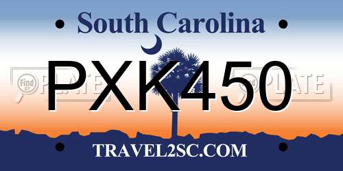 PXK450 South Carolina License Plate