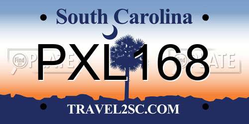 PXL168 South Carolina License Plate