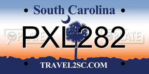 PXL282 South Carolina License Plate