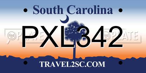 PXL342 South Carolina License Plate