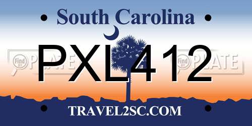 PXL412 South Carolina License Plate
