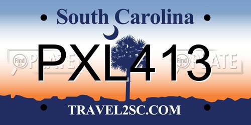 PXL413 South Carolina License Plate