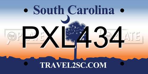 PXL434 South Carolina License Plate