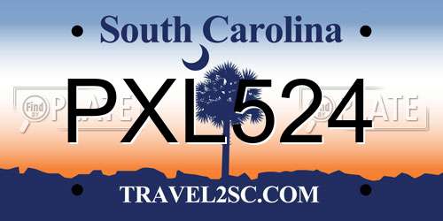 PXL524 South Carolina License Plate