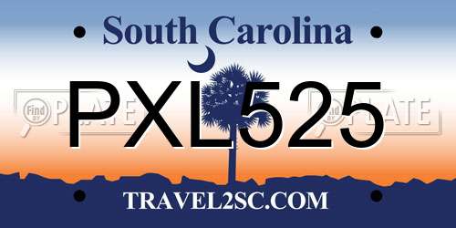 PXL525 South Carolina License Plate