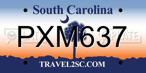 PXM637 South Carolina License Plate