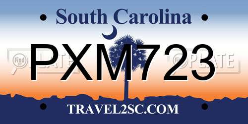 PXM723 South Carolina License Plate
