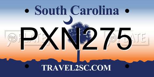 PXN275 South Carolina License Plate