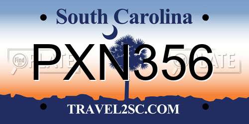 PXN356 South Carolina License Plate