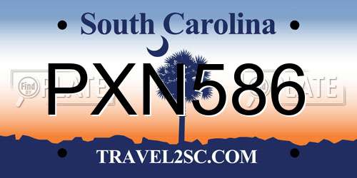 PXN586 South Carolina License Plate