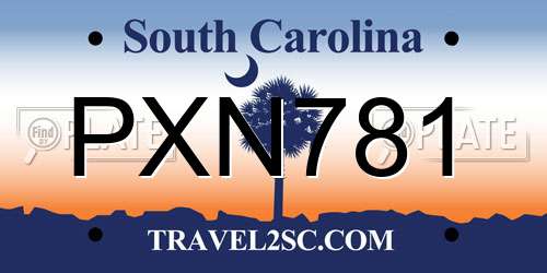 PXN781 South Carolina License Plate