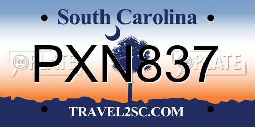 PXN837 South Carolina License Plate