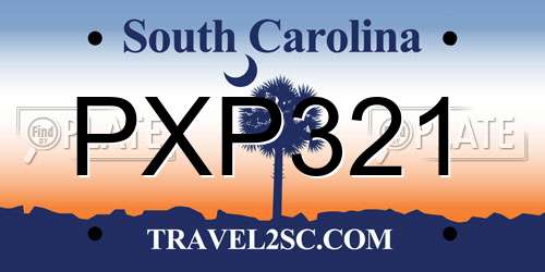 PXP321 South Carolina License Plate