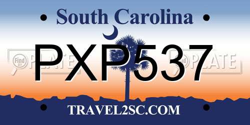 PXP537 South Carolina License Plate