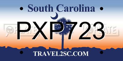 PXP723 South Carolina License Plate