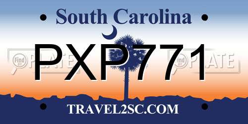 PXP771 South Carolina License Plate
