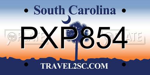 PXP854 South Carolina License Plate