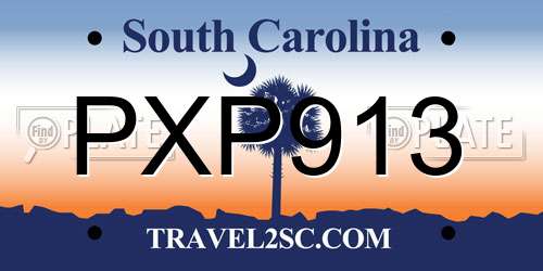 PXP913 South Carolina License Plate