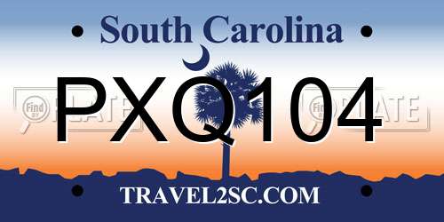 PXQ104 South Carolina License Plate