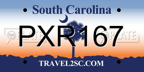 PXR167 South Carolina License Plate