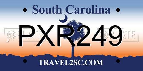 PXR249 South Carolina License Plate