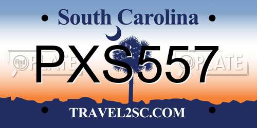 PXS557 South Carolina License Plate