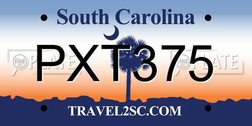 PXT375 South Carolina License Plate