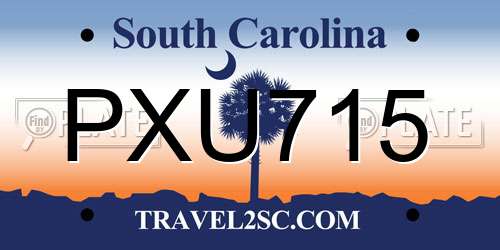 PXU715 South Carolina License Plate