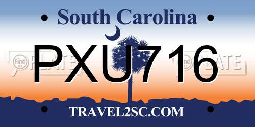 PXU716 South Carolina License Plate