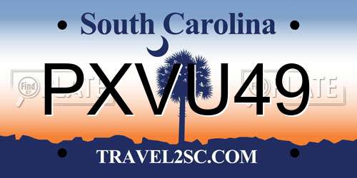 PXVU49 South Carolina License Plate