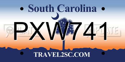 PXW741 South Carolina License Plate