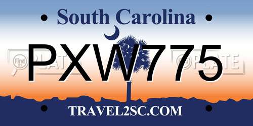 PXW775 South Carolina License Plate