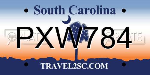 PXW784 South Carolina License Plate