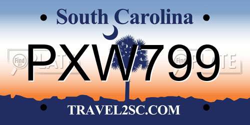 PXW799 South Carolina License Plate