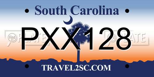 PXX128 South Carolina License Plate
