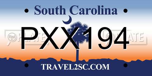 PXX194 South Carolina License Plate