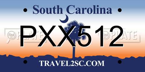 PXX512 South Carolina License Plate