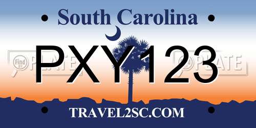 PXY123 South Carolina License Plate