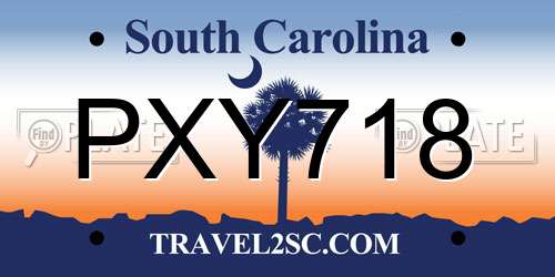 PXY718 South Carolina License Plate