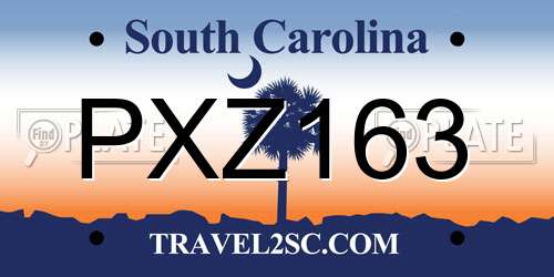 PXZ163 South Carolina License Plate