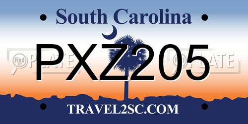 PXZ205 South Carolina License Plate
