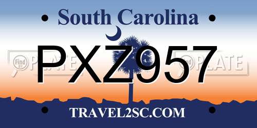 PXZ957 South Carolina License Plate
