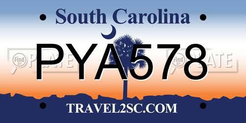 PYA578 South Carolina License Plate