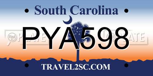 PYA598 South Carolina License Plate