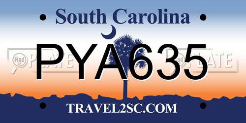 PYA635 South Carolina License Plate