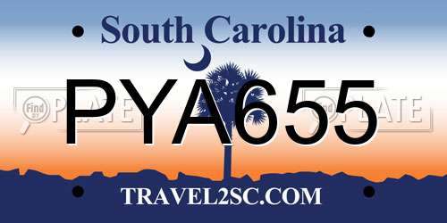 PYA655 South Carolina License Plate