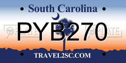 PYB270 South Carolina License Plate